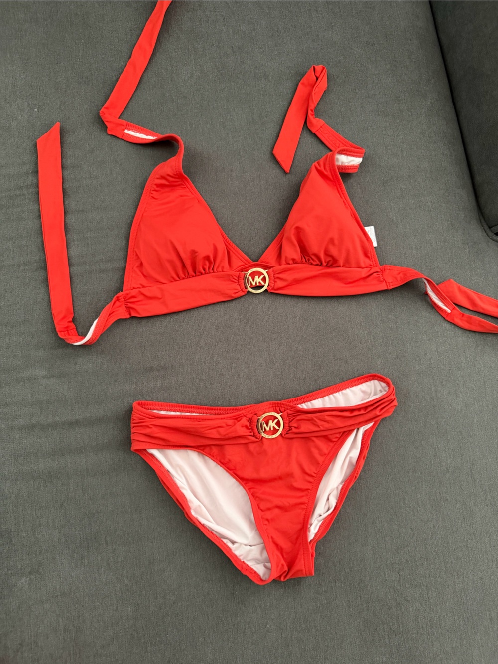 Michael Kors orange Bikini with Gold MK Emblem